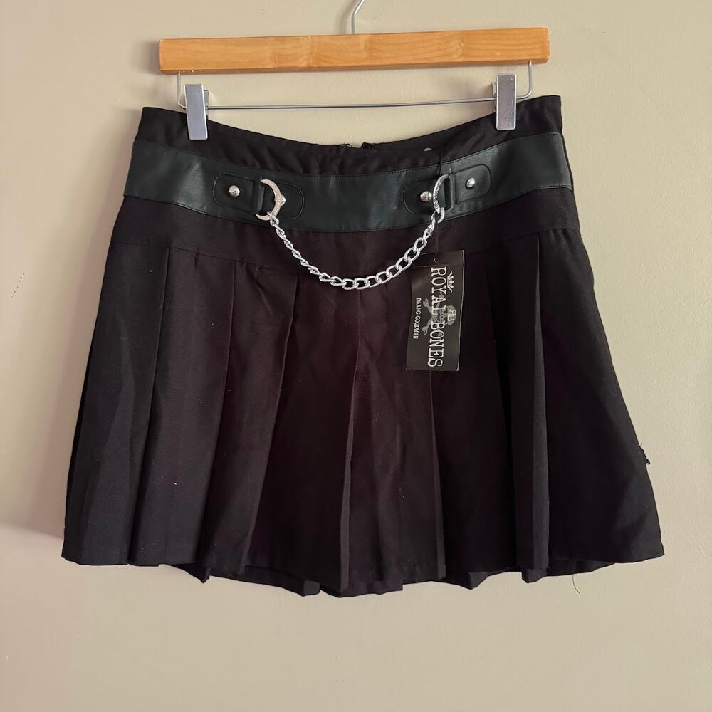 Royal Bones Daang Goodman Pleated Chain Skirt Black New Size Large